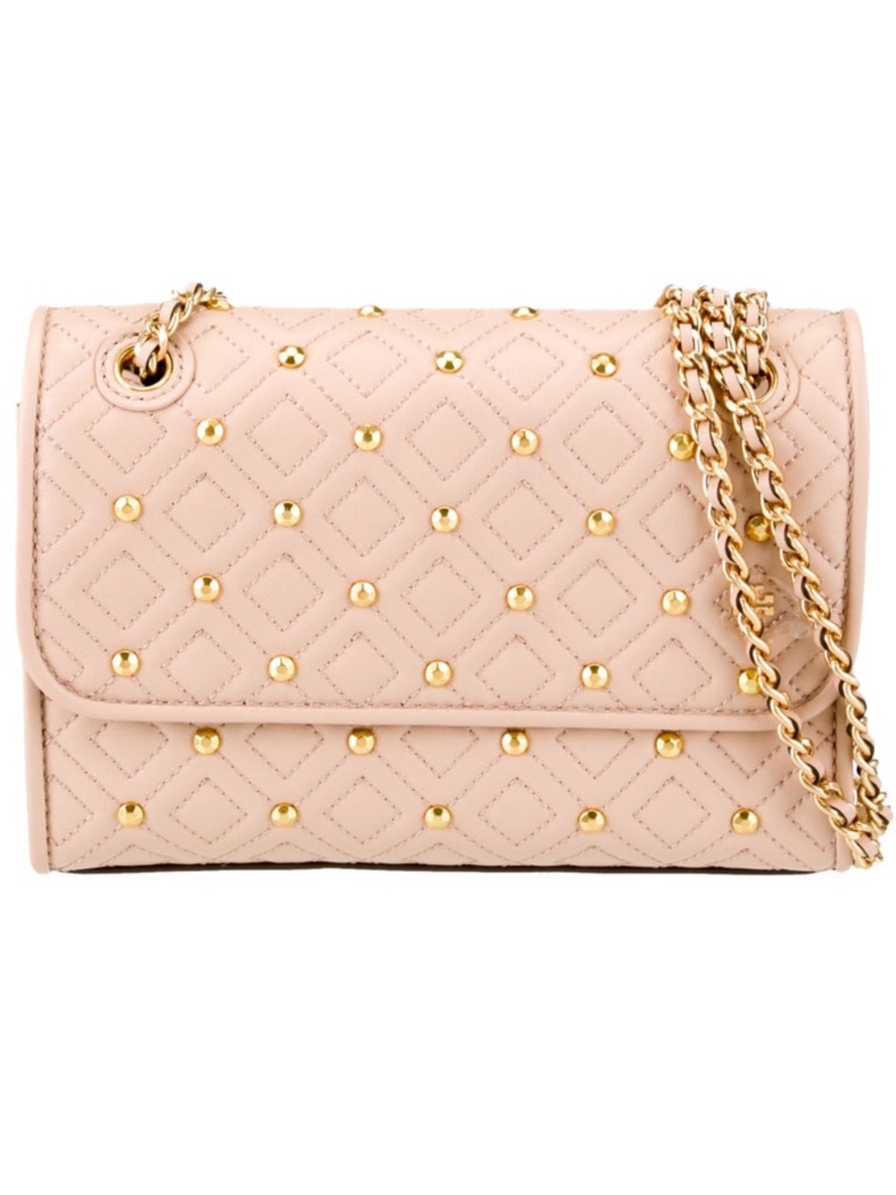 Tory Burch Blush Fleming Quilted Stud Chain Shoulder Bag